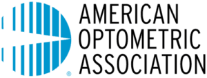 American Optometric Association Logo – Vision Corner The American Optometric Association logo features a blue circular design with white stripes next to bold black text – Vision Corner